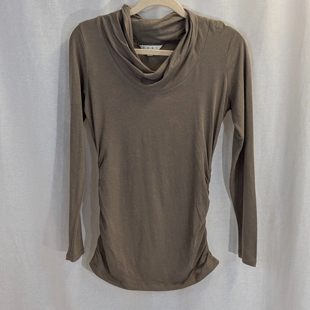 CAbi Size Small Dark Taupe Cowl Neck Top
